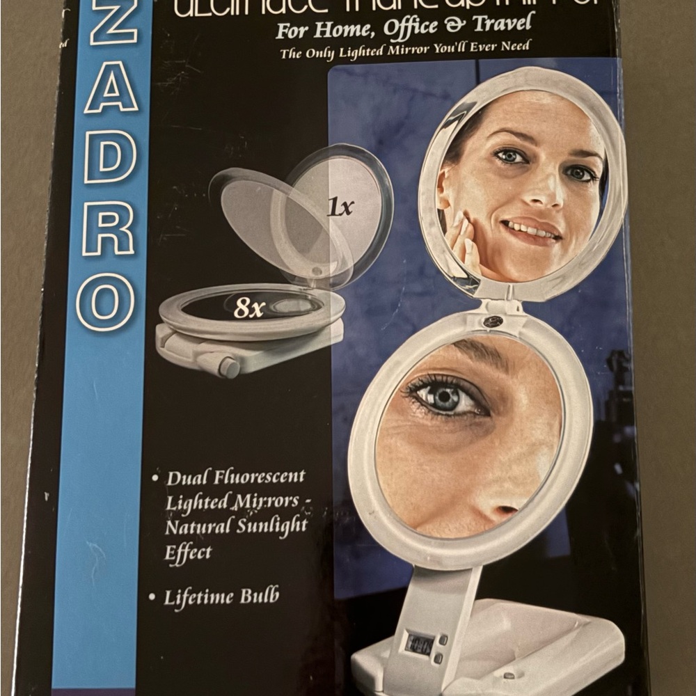 ZAD Dual Fluorescent Lighted Makeup Mirror - White